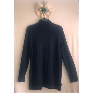 Soft long black cotton turtleneck T-Shirt Dress